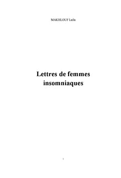 Lettres de femmes insomniaques