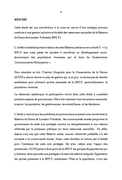 Perception de la gouvernance de la Réserve de Faune de Lomako-Yokokala