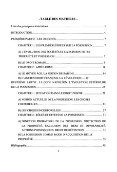 L'évolution de la notion de possession