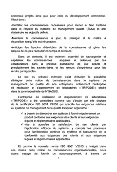 Contribution A l'integration d'un systeme de Management de la Qualite