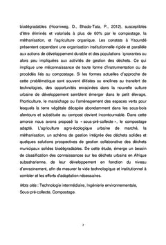 Vers des Technologies Intermédiaires de Gestion des Déchets Municipaux