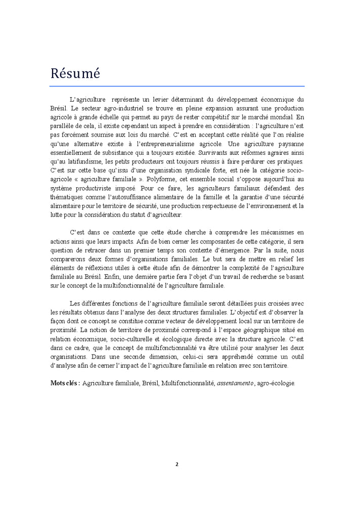 Agriculture familiale au Brésil