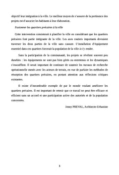 La problématique du foncier dans la reconstruction des quartiers précaires