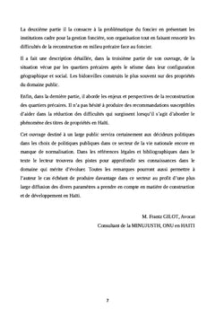 La problématique du foncier dans la reconstruction des quartiers précaires