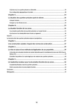 La problématique du foncier dans la reconstruction des quartiers précaires