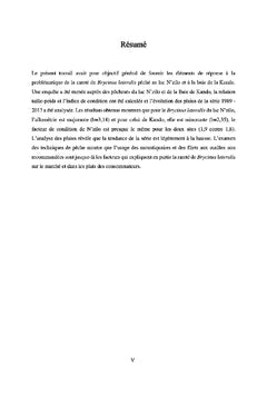 Facteur de condition K et relation taille-poids du Brycinus lateralis