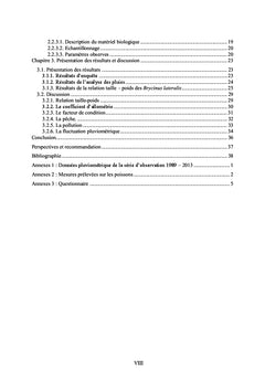 Facteur de condition K et relation taille-poids du Brycinus lateralis