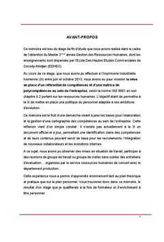 Referentiel de competences et Matrice de polycompetences