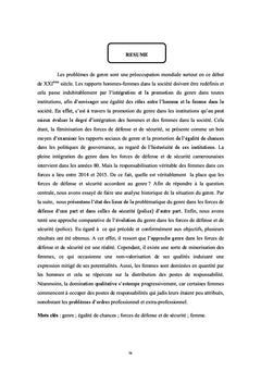 La problématique du genre dans les forces de défense et de sécurité