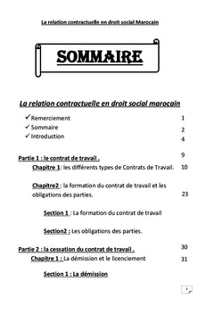 La relation contractuelle en droit social Marocain