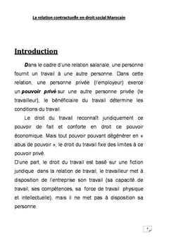 La relation contractuelle en droit social Marocain