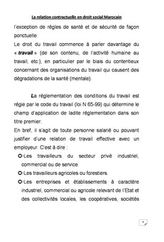 La relation contractuelle en droit social Marocain