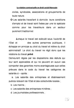 La relation contractuelle en droit social Marocain