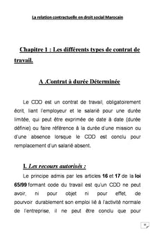 La relation contractuelle en droit social Marocain