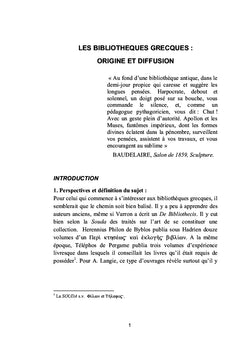 Origine et diffusion des bibliotheques en Grece Ancienne
