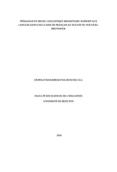 Pédagogie en milieu linguistique minoritaire: rapport aux langues ...