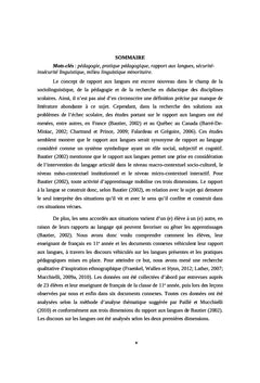 Pédagogie en milieu linguistique minoritaire: rapport aux langues ...