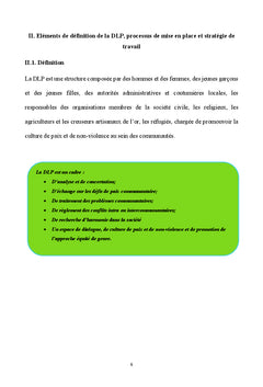 Dynamique Locale de Paix DLP, mécanisme de transformation des conflits