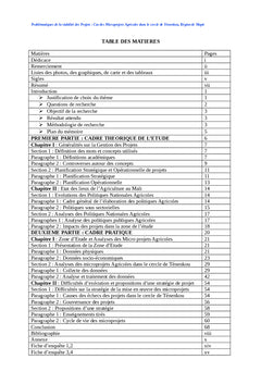 Problématique de la durabilité des microprojets agricoles