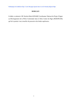Problématique de la durabilité des microprojets agricoles