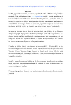 Problématique de la durabilité des microprojets agricoles