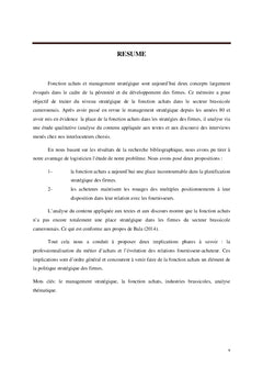 Fonction achats et management stratégique des firmes: Cas du Cameroun