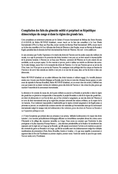 Génocide oublié et perpétuel dans la région des Grands Lacs