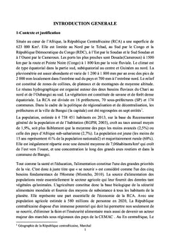 Politique agricole/sécurité alimentaire en République centrafricaine