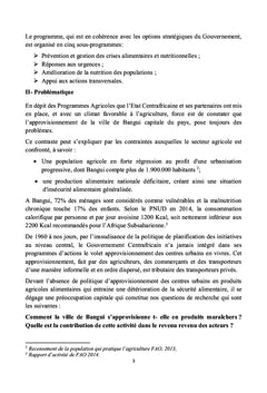 Politique agricole/sécurité alimentaire en République centrafricaine