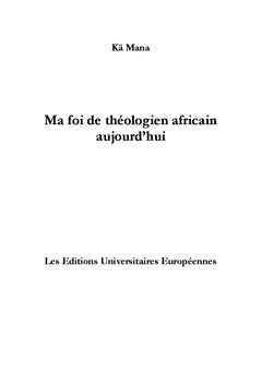 Ma foi de théologien africain aujourd'hui