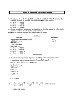 Recueil d'exercices de notes de cours de chimie