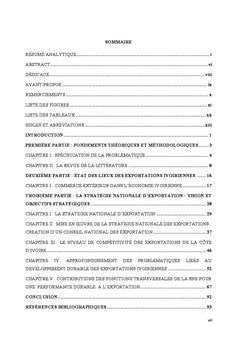 Fonctions transversales de la SNe de CI pour une exportation durable