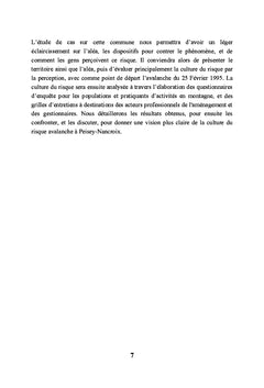 La culture du risque avalanche sur la commune de Peisey-Nancroix