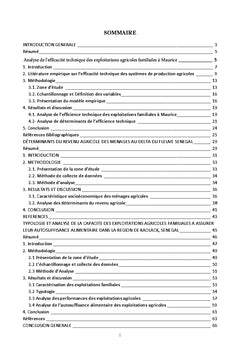 Facteurs de compétitivité agricole : L'Ile Maurice et le Sénégal