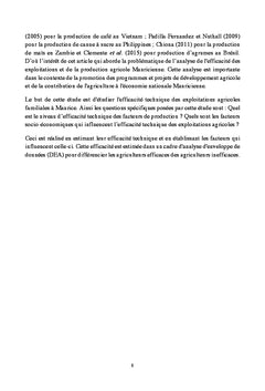 Facteurs de compétitivité agricole : L'Ile Maurice et le Sénégal