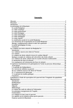 Dimensions culturelles des violations de droits de l'homme en Mauritanie