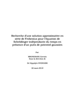 Recherche d'une solution approximative en série de Frobenius