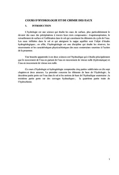 Cours d'hydrologie et de chimie des eaux