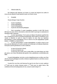 Cours d'hydrologie et de chimie des eaux