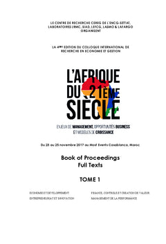 Actes du Colloque International de Recherche en economie et Gestion'17