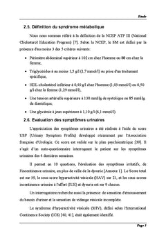 Troubles vésicosphinctériens et syndrome métabolique