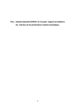 Abattoir industriel SODEPA de Yaoundé : impacts des reformes