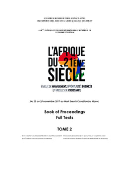Actes du Colloque International de Recherche en Economie et Gestion'17