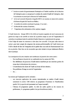 Le diagnostic qualité de la direction de l'audit interne de SIFCA