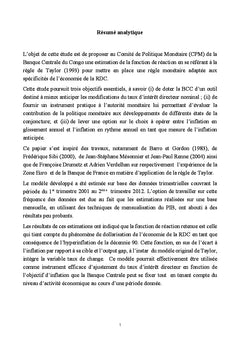 Estimation de la Regle de Taylor et mecanisme d'ajustement du taux d'interet directeur