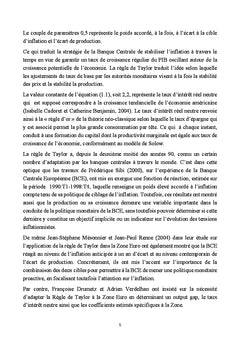 Estimation de la Regle de Taylor et mecanisme d'ajustement du taux d'interet directeur