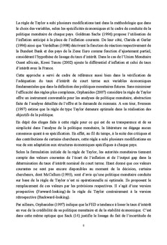 Estimation de la Regle de Taylor et mecanisme d'ajustement du taux d'interet directeur