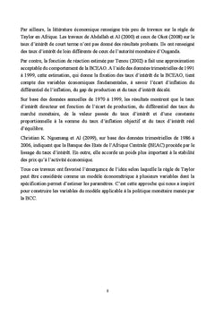 Estimation de la Regle de Taylor et mecanisme d'ajustement du taux d'interet directeur
