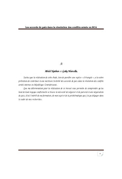 Les accords de paix dans la resolution des conflits armes en RCA