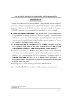 Les accords de paix dans la resolution des conflits armes en RCA
